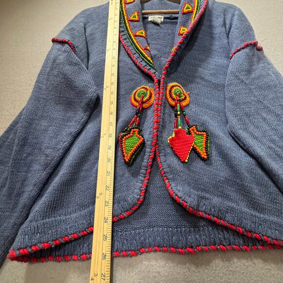 Victoria Jones Cardigan L Wool Blend Artsy‎ Boho Cottage Statement Embellished - Picture 4 of 7